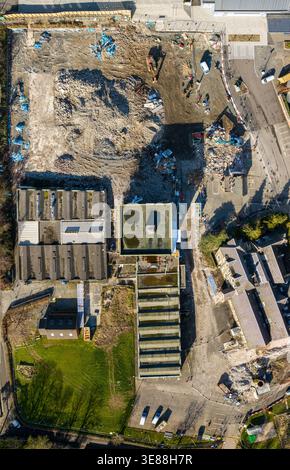 Aerial drone photograph showing construction work at Peebles High School in the Scottish Borders, Scotland Stock Photo