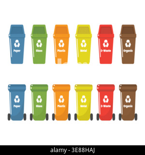 Recycle bins set with color code. Vector illustration Stock Vector