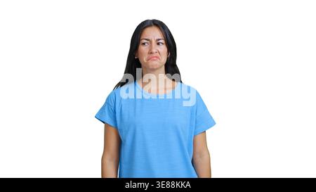 Woman expressing dislike and disgust grimacing at something Stock Photo