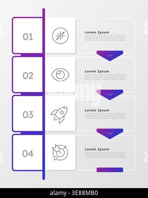 Project management blue gradient infographic 4 steps Stock Vector