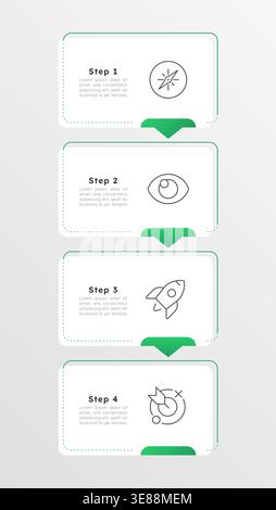 Project management innovation green vertical infographic 4 steps Stock Vector