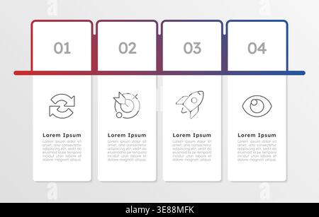 Business technology integration blue gradient infographic 4 steps Stock Vector