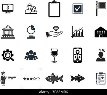 Modern Healthcare Facility Residential Home and Library Knowledge Icons Stock Vector