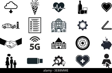 Urban Mobility Transportation and Data Analysis Connectivity Icons Stock Vector