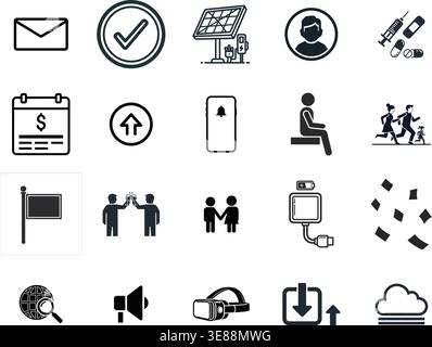 Industrial Safety Warning and Accessibility Movement Icons Stock Vector