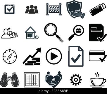 Business Growth Analysis and Global Strategic Communication Icons Stock Vector