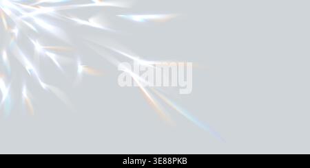 Prism light shadow blurred overlay effect, party disco ball reflections background. Vector abstract bg with light reflection patterns off a discoball. Rainbow hologram sparkling flare, leak overlay Stock Vector