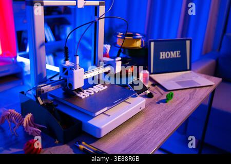 3D Printer Creating Word Home Stock Photo