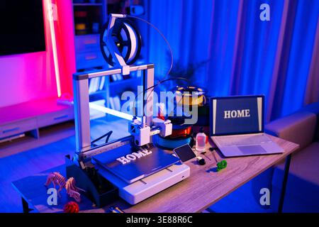 3D Printer Creating Word Home Stock Photo