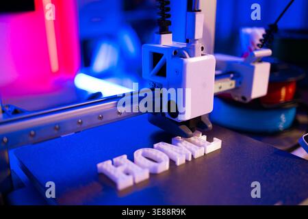3D Printer Creating Word Home Stock Photo