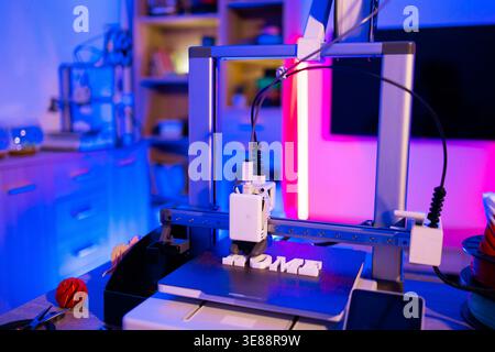 3D Printer Creating Word Home Stock Photo