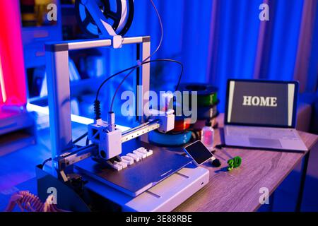 3D Printer Creating Word Home Stock Photo