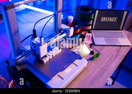 3D Printer Creating Word HOME Stock Photo