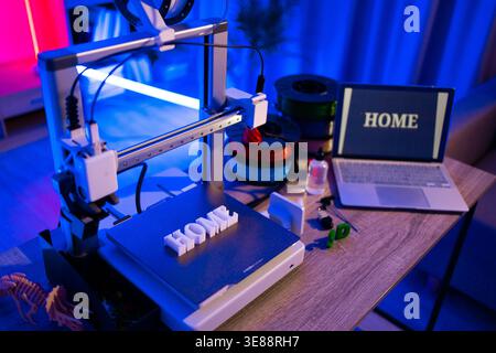 3D Printer Creating Word Home Stock Photo