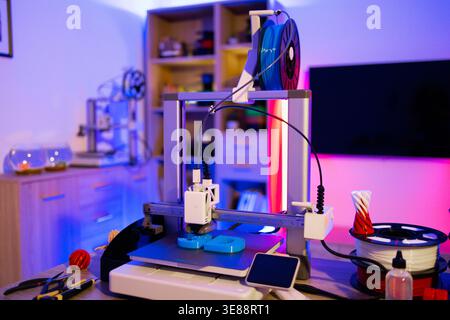 3D Printer Creating Objects Stock Photo