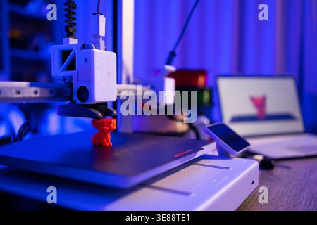 3D Printer Creating Small Object Stock Photo