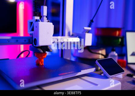 3D Printer Creating Small Object Stock Photo