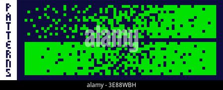 Pixel art green rectangular random patterns. Stock Vector