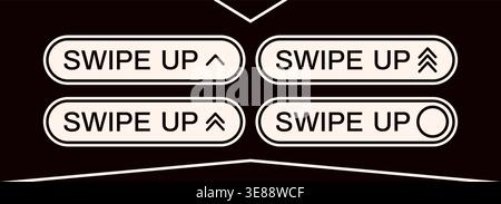 Four white swipe up buttons on black background. Stock Vector