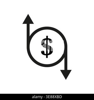 Dollar rate icon. Currency exchange Vector. Finance cycle symbol. Money direction mark. Manual vector only. No autotrace used. EPS 10. Stock Vector