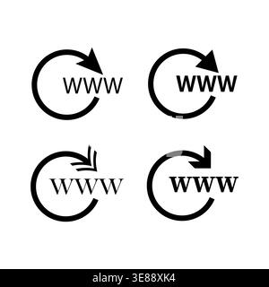 Web address set. WWW text Vector. Browser reload symbol. Internet cycle icon. Manual vector only. No autotrace used. EPS 10. Stock Vector