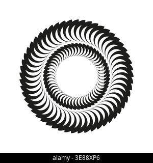Circular blade Vector. Sharp gear pattern. Rotary curve symbol. Abstract metal ring. Manual vector only. No autotrace used. EPS 10. Stock Vector