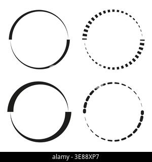 Round frame set. Circular border Vector. Loading progress symbol. Rotating curve element. Manual vector only. No autotrace used. EPS 10. Stock Vector