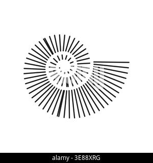 Spiral line Vector. Shell curve pattern. Abstract swirl art. Linear vortex symbol. Manual vector only. No autotrace used. EPS 10. Stock Vector