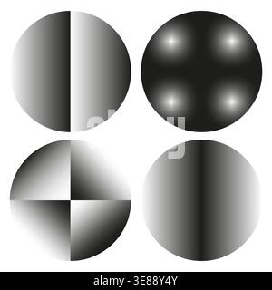 Gradient sphere set. Round circle Vector. Glossy ball symbol. Lighting shadow set. Manual vector only. No autotrace used. EPS 10. Stock Vector