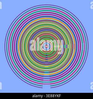 Concentric circles Vector. Colorful ring pattern. Rainbow target art. Vibrant round shape. Manual vector only. No autotrace used. EPS 10. Stock Vector