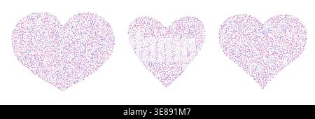 Vector dotted heart collection isolated on white background. Stock Vector