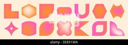 Y2k style modern gradient shapes collection. Trendy liquid color geometric art Stock Vector