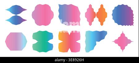 Cool gradient abstract jagged edge geometric shapes set. Stock Vector