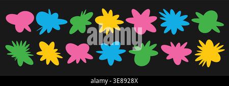 Random blot shape collection. Different forms organic blob elements set. Irregular funny spots Stock Vector