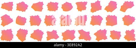 Set of random shapes with rough edges. Collection of abstract vector jagged elements. Irregular colorful vector stickers or labels Stock Vector