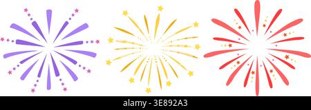 Colorful fireworks with stars and sparks Stock Vector