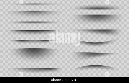 Shadow stripes set. Overlay drop shadows effect collection Stock Vector