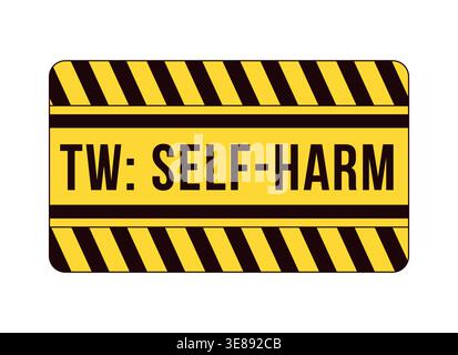 Trigger warning self harm label overlay Stock Vector