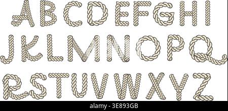 Marine ropes retro capital letters Stock Vector