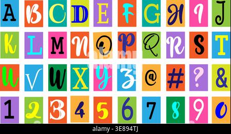 Cutout paper with letters numbers Stock Vector