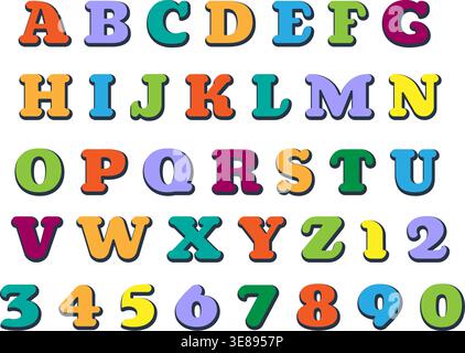 Cartoon letters and numbers Stock Vector