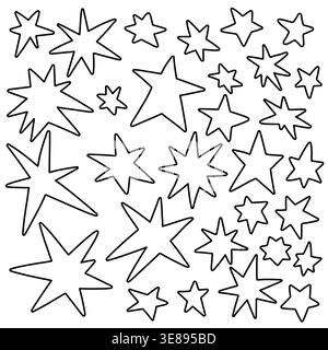 Doodle star collection. Hand drawn vector stars and sparkles Stock Vector