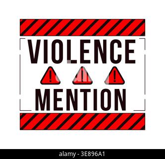 Violence mention warning label overlay Stock Vector