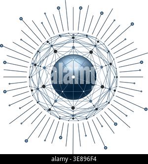 Cyber eye global network technology Stock Vector