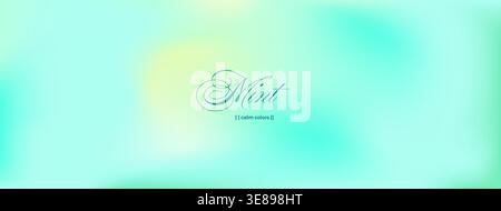 Mint gradient abstract in green and blue nature tones with elegant label. Calm cyan gradation and vibrant aqua spring glow for cosmetic label. Soft ve Stock Vector