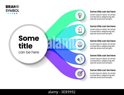 Infographic template with icons and 5 options or steps. Circles. Can be used for workflow layout, diagram, banner, webdesign. Vector illustration Stock Vector