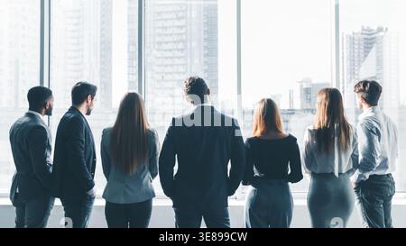 Businesspeople having break at meeting, back view Stock Photo