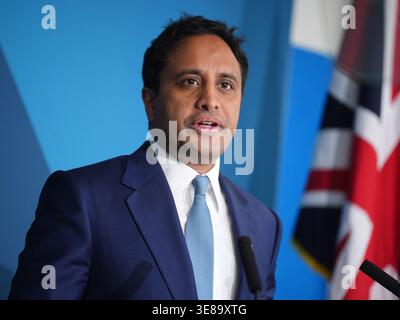 Reform UK home affairs spokesperson Zia Yusuf during a Reform UK press conference at Millbank Tower in Westminster, central London. Picture date: Monday April 13, 2026. Stock Photo