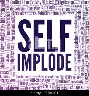 Self-implode word cloud conceptual design isolated on white background. Stock Vector