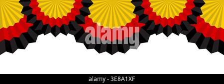 German bunting border with repeating rosette circles and ribbon waves. A bold patriotic decoration for event posters and national holiday layouts with Stock Vector